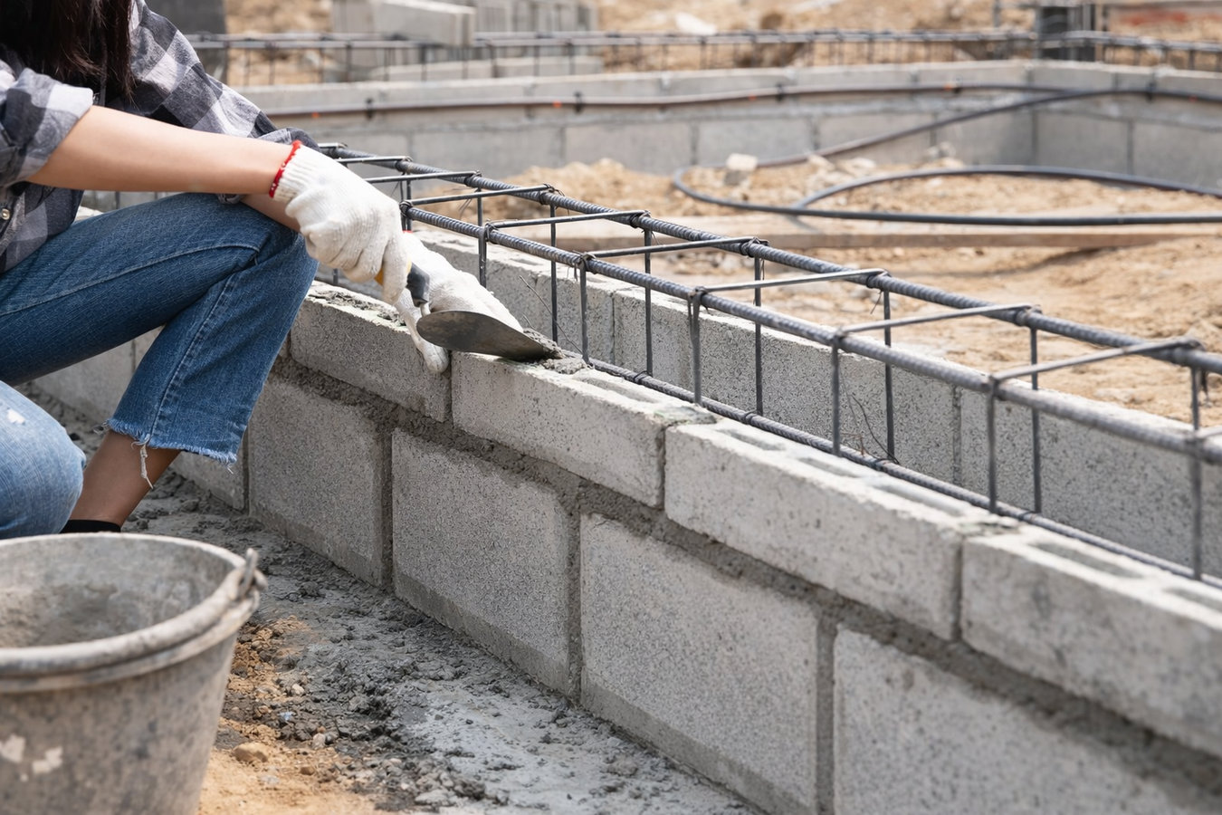 Foundation block wall installation in Concord, CA